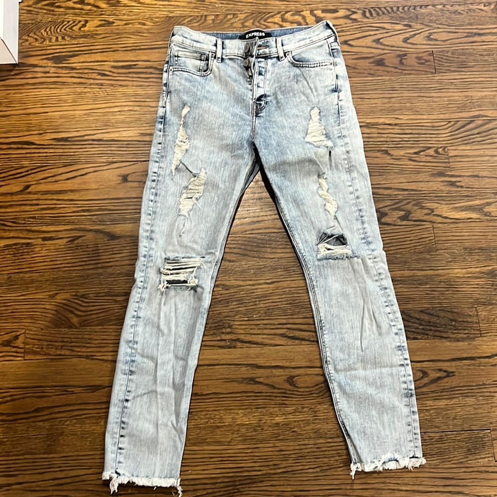 Express High Rise Acid Wash Distressed Jean